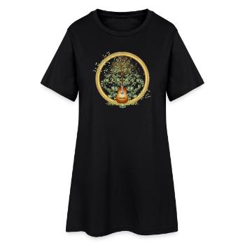 faszinierendes surreales Gitarren Motiv mit Baum - Frauen T-Shirt-Kleid - Schwarz - Vorne