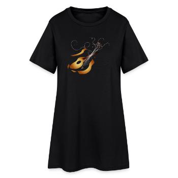guitare acoustique 3D détruite dans des tons chauds - Robe T-shirt Femme - noir - Devant