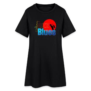 JAZZ BLUES MUSIKLIEBHABER - Frauen T-Shirt-Kleid - Schwarz - Vorne