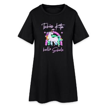 Tschüss Kita! hallo Schule Einhorn - Frauen T-Shirt-Kleid - Schwarz - Vorne