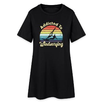Planche à voile Windsurfer - Robe T-shirt Femme - noir - Devant