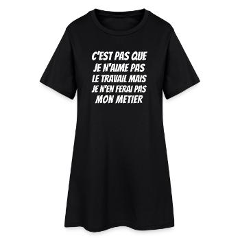 travail, paresseux; fatigué - Robe T-shirt Femme - noir - Devant