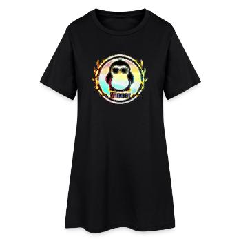 Badge pingouin gagnant - Robe T-shirt Femme - noir - Devant