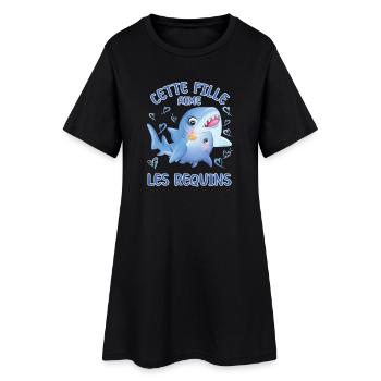 Dieses Mädchen Liebt Haie - Frauen T-Shirt-Kleid - Schwarz - Vorne