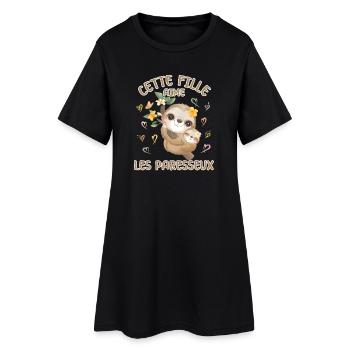Dieses Mädchen Liebt Faultiere - Frauen T-Shirt-Kleid - Schwarz - Vorne