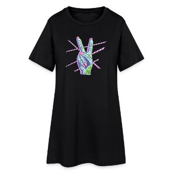 Signe de paix Main Doigt Cool Symbole de paix - Robe T-shirt Femme - noir - Devant