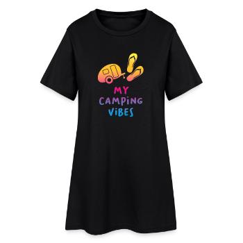 Camping Vibes Devis Caravane Camping-car Course Fan - Robe T-shirt Femme - noir - Devant