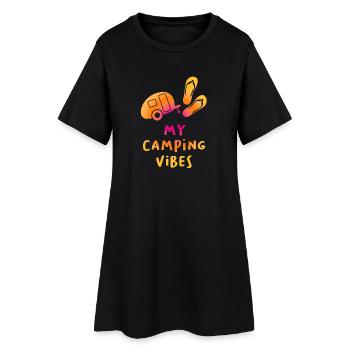 Camping Vibes Citation Histoire Tongs Fan Caravane - Robe T-shirt Femme - noir - Devant
