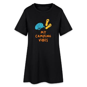 Camping Vibes Devis Caravane Camping-car Van Life Fun - Robe T-shirt Femme - noir - Devant