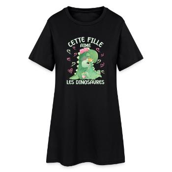 Dieses Mädchen Liebt Dinosaurier - Frauen T-Shirt-Kleid - Schwarz - Vorne