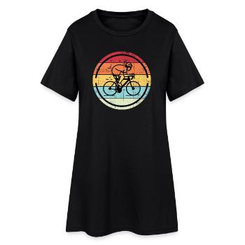 Cycliste rétro dans les cercles au coucher du soleil - Robe T-shirt Femme - noir - Devant