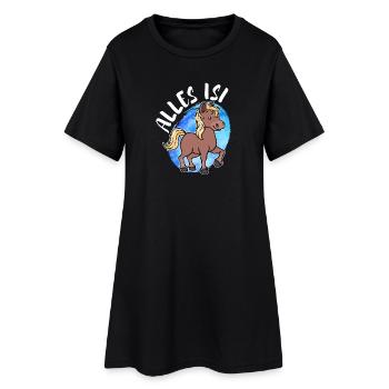Pony Islandpferde Pferdenarr Statement Islandponys - Frauen T-Shirt-Kleid - Schwarz - Vorne