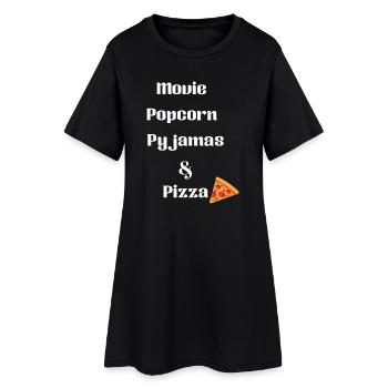 Un film, du pop-corn, un pyjama et une pizza - Robe T-shirt Femme - noir - Devant