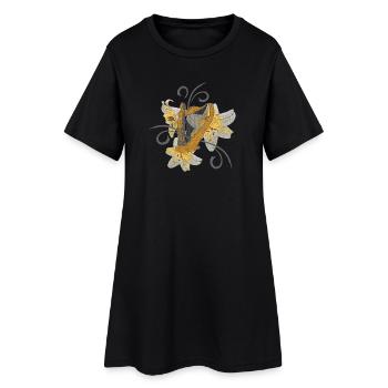 Musiker outfits frauen, Lilien harfenmotiv - Frauen T-Shirt-Kleid - Schwarz - Vorne