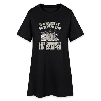 Cooles Camper Reisemobil Fun Shirt - Frauen T-Shirt-Kleid - Schwarz - Vorne