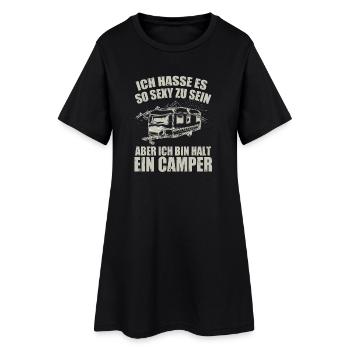 Cooles Camper Reisemobil Fun Shirt - Frauen T-Shirt-Kleid - Schwarz - Vorne