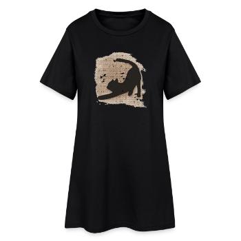 Sitzende katze HG, dunkel, silhouetten, coole Tees - Frauen T-Shirt-Kleid - Schwarz - Vorne