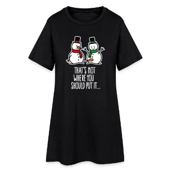 Freche, schmutzige, lustige Weihnachten Schneemann - Frauen T-Shirt-Kleid - Schwarz - Vorne