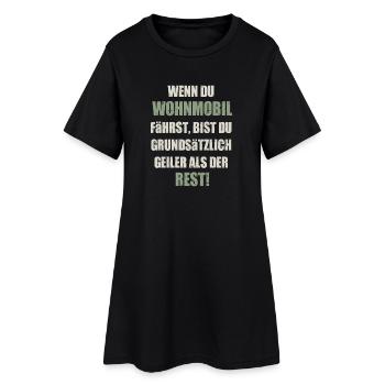 Cooles Camper Reisemobil Wohnmobil Fun Shirt - Frauen T-Shirt-Kleid - Schwarz - Vorne