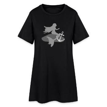 nixe, Seefahrtmotiv mit fantasiewesen, wasserwesen - Frauen T-Shirt-Kleid - Schwarz - Vorne