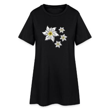 volksfeste frau, traditionelles blumenmuster - Frauen T-Shirt-Kleid - Schwarz - Vorne