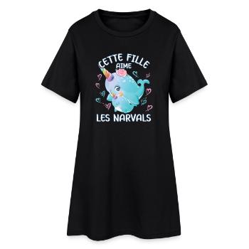 Dieses Mädchen Liebt Narwale - Frauen T-Shirt-Kleid - Schwarz - Vorne