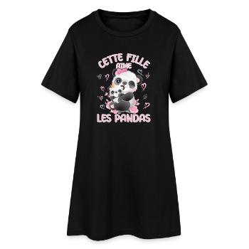 Dieses Mädchen Liebt Pandas - Frauen T-Shirt-Kleid - Schwarz - Vorne