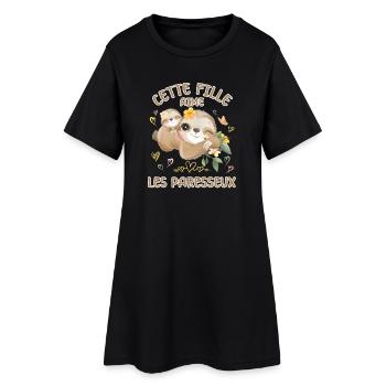 Dieses Mädchen Liebt Faultiere - Frauen T-Shirt-Kleid - Schwarz - Vorne