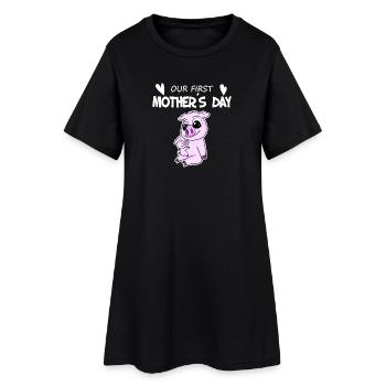 Cadeau de fête des mères - Notre première fête des mères - Robe T-shirt Femme - noir - Devant