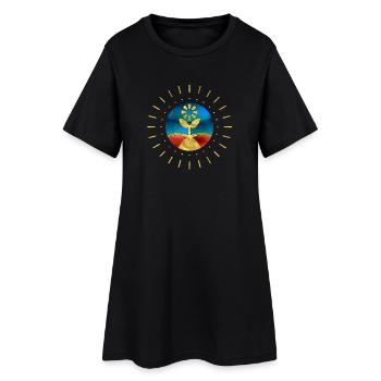 Fleur Soleil Fun - Robe T-shirt Femme - noir - Devant