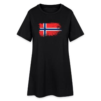 Texture grunge du drapeau norvégien - Robe T-shirt Femme - noir - Devant