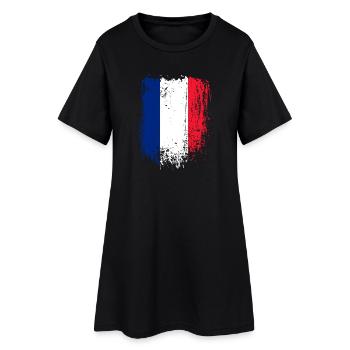 Brushstroke French Flag - Women’s T-Shirt Dress - black - Front