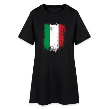 Italien Flagge Grunge Bürste - Frauen T-Shirt-Kleid - Schwarz - Vorne