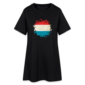 Luxemburg Flaggen Klecks - Frauen T-Shirt-Kleid - Schwarz - Vorne