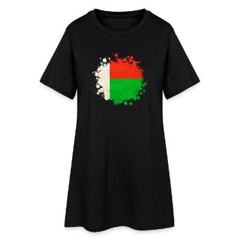 Madagaskar Flaggen Klecks - Frauen T-Shirt-Kleid - Schwarz - Vorne