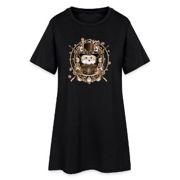 Renard steampunk avec chapeau cylindre dans le cadre - Robe T-shirt Femme - noir - Devant