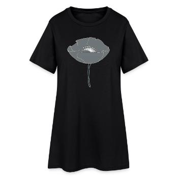 mohnblume grau - Frauen T-Shirt-Kleid - Schwarz - Vorne