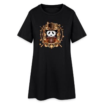 Steampunk Panda Bear avec chapeau cylindre dans le cadre - Robe T-shirt Femme - noir - Devant