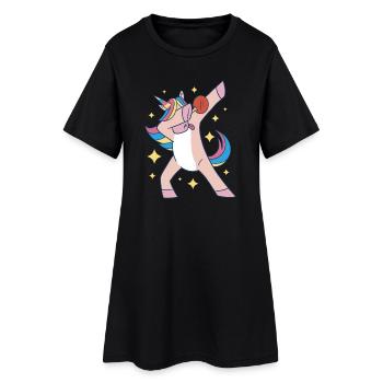 Dabbing Unicorn Table Tennis Racket Table Tennis - Women’s T-Shirt Dress - black - Front