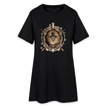 Steampunk deer portrait in antique sepia look - Women’s T-Shirt Dress - black - Front