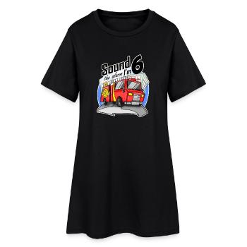 6 ans Jeune camion de pompiers voiture - Robe T-shirt Femme - noir - Devant
