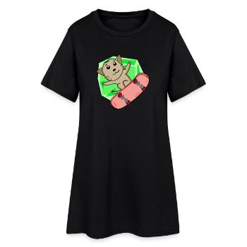 Chat Abyssin chat comme patineur avec skateboard - Robe T-shirt Femme - noir - Devant