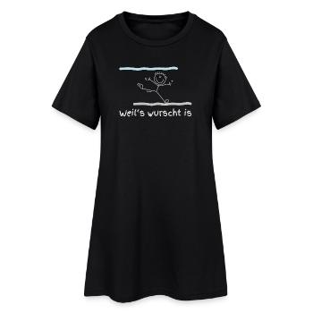 Weil's wurscht is! - Frauen T-Shirt-Kleid - Schwarz - Vorne
