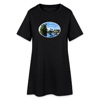 Rêves Vacances Suivre Soleil Plage Palmiers - Robe T-shirt Femme - noir - Devant