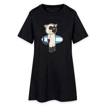 Planche de surf Cat Siamese Cat Surfing Gift - Robe T-shirt Femme - noir - Devant