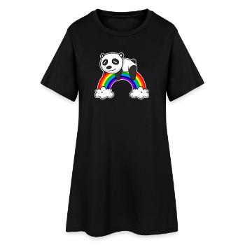 Panda arc-en-ciel - Robe T-shirt Femme - noir - Devant
