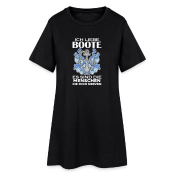 Motorboot Kapitän Boot - Frauen T-Shirt-Kleid - Schwarz - Vorne