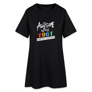 1961 - Jahrgang 1961 - Frauen T-Shirt-Kleid - Schwarz - Vorne