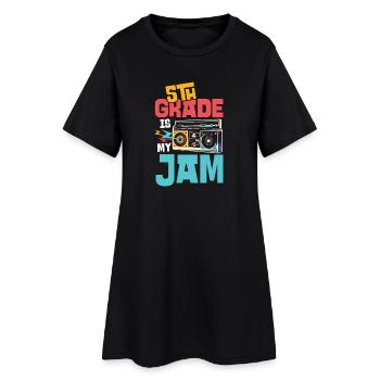 5. Klasse Musik-Design mit Kassette und Jam - Frauen T-Shirt-Kleid - Schwarz - Vorne