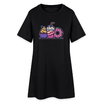 Cupcake Delicious Sweets Snack Baking Donut - Women’s T-Shirt Dress - black - Front